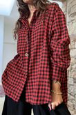 Zeta Otto Brushed Cotton Plaid Shirt Red Black